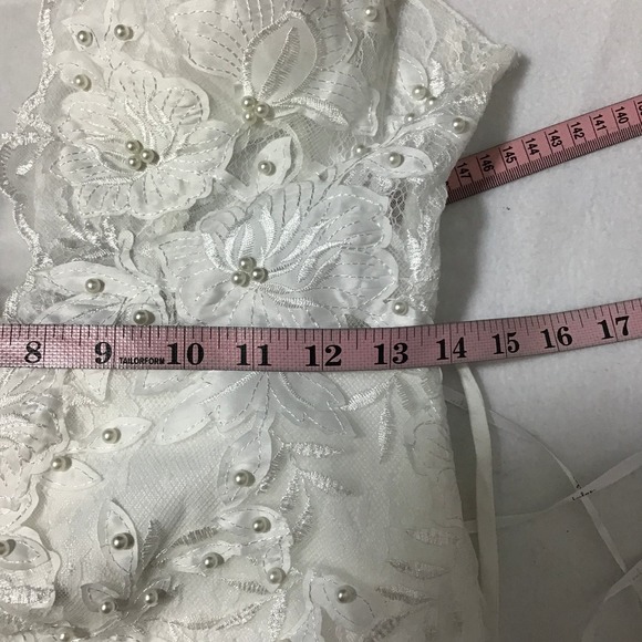 LULU'S SZ 8 Ivory Enchanting Eternity Pearl Lace-Up Backless Maxi Dress b67 flaw - Picture 8 of 11